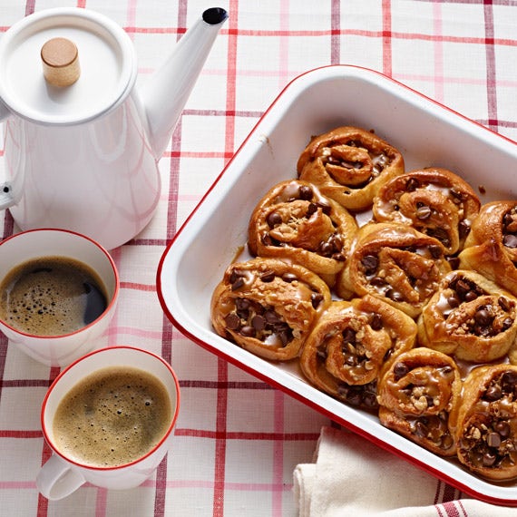 Cinnamon Rolls with Chocolate Chips at the top